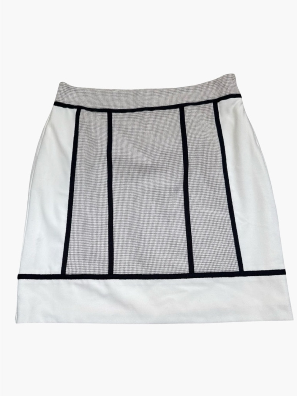 ANN TAYLOR Cream White and Black Contrast a line skirt Size 10